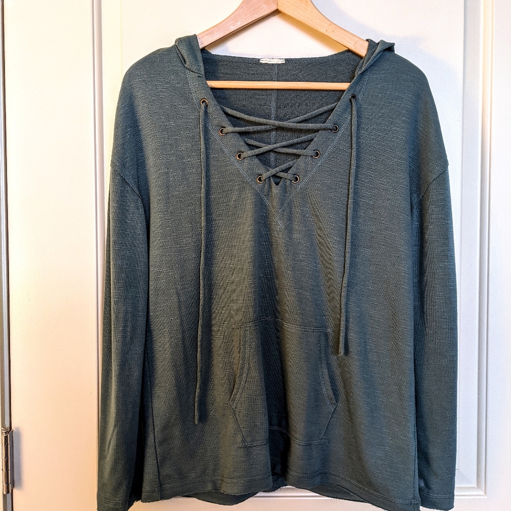 Cross Neck Lightweight Hoodie